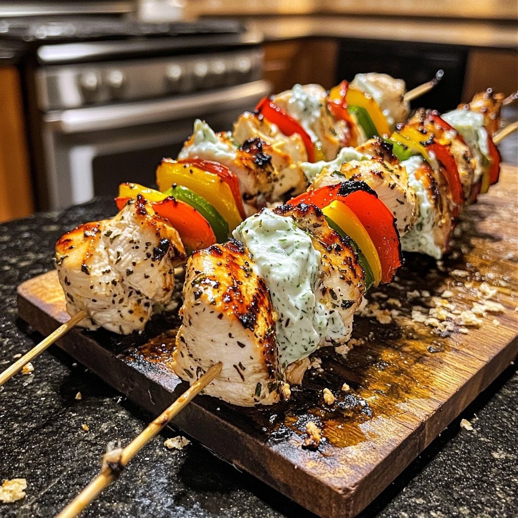 Greek Chicken Souvlaki with Tzatziki Sauce