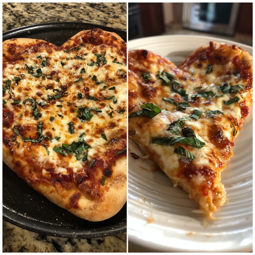 Heart-Shaped Pizza with Mozzarella