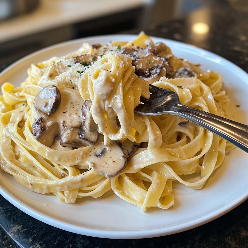 Romantic Creamy Mushroom Tagliatelle